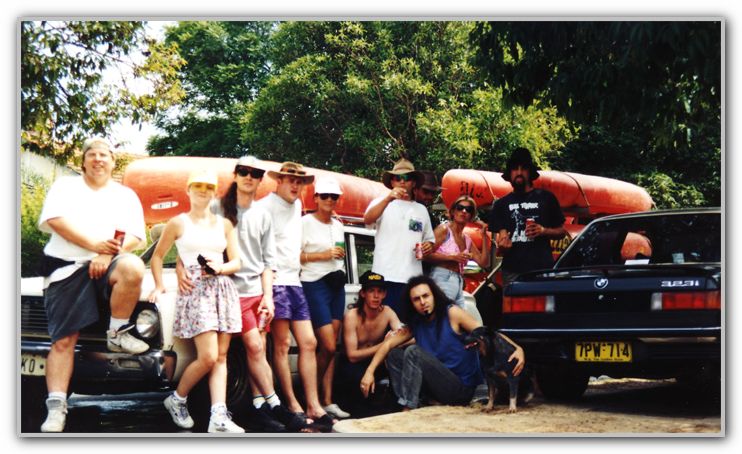 DJ FJ & Friends at the start of their Canoe trip 1995